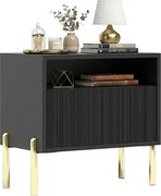 Czarna ryflowana szafka nocna w stylu glamour L0-E75