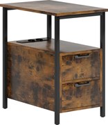 HOMCOM Stolik pomocniczy ze stacją ładowania, portami USB, gniazdkami, 2 szufladami i półką do salonu, sypialni