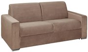 Kanapa 2-osobowa rozkładana z weluru CALITO - Kolor beżowy - Łóżko 120 cm - Materac 22 cm