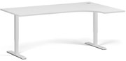 Narożne biurko z regulacją wysokości, 180x120 cm, 2 silniki, L/P, biała podstawa, biały