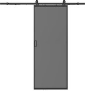 Drzwi przesuwne naścienne - aluminium i dymione matowe szkło hartowane - wys. 205 x szer. 63 cm - LINCI II