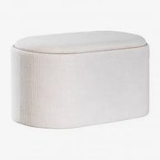 Pufa Owalna 70 Cm Z Tacą I Tapicerowanym Schowkiem Berkeleni Pościel Kremowa - Sklum