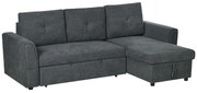 HOMCOM Sofa trzyosobowa z funkcją spania, sofa z chaiselongiem, tapicerowana sofa, ciemnoszara
