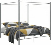 Szare duże łóżko z baldachimem 160x200 cm A1-W79