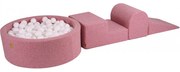 Piankowy Zestaw Do Zabawy Z Suchym Basenem 90x30cm/200 Piłek 7cm, Plac Zabaw Dla Dziecka, 4 Elementy, Boucle, Różowy, Piłki: Białe - Meowbaby®
