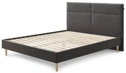 Czarne tapicerowane łóżko dwuosobowe ze stelażem 180x200 cm Elyna – Bobochic Paris