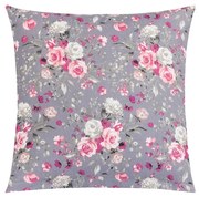 Bellatex Poduszka Adela Kwiaty róży różowy, 40 x 40 cm
