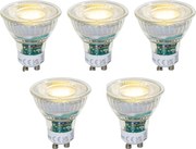 Zestaw 5 ściemnialnych żarówek LED GU10 50mm przezroczystych 2,5W 450 lm 3000K