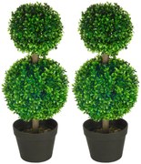 HOMCOM Sztuczna bukszpanowa roślina w zestawie 2 sztuk
