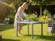 Stół tarasowy z technorattanu 100 x 100 cm AVVICENTE szary