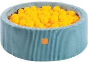 Aesthetic Okrągły Suchy Basen Z Piłeczkami 7cm Dla Dziecka, 90x30cm/200 Piłek, Sztruksowy, Turkusowy, Piłki: Żółte - Meowbaby®