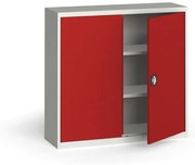 Szafa metalowa, 1150 x 1200 x 400 mm, 2 półki, szara/czerwona