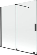 Mexen Velar parawan nawannowy 2-skrzydłowy rozsuwany 160 x 150 cm, transparent, czarny - 896-160-000-01-70