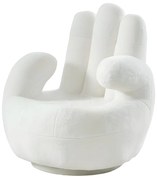 Fotel obrotowy w kształcie dłoni CATCHY ze sztucznego futerka - Biały