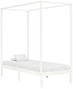 Białe pojedyncze łóżko z baldachimem 100x200cm H8-B74