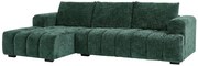 Kanapa narożna lewostronna z zielonej teksturowanej tkaniny BENOLA