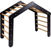 Duża Drabinka Dla Dzieci 112x61x94 Cm Składana Do Pokoju. Drewniana, Czarna - Meowbaby®