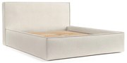 Beżowe tapicerowane łóżko dwuosobowe ze schowkiem ze stelażem 200x200 cm Lounge L – Maison de Rêve
