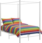 Białe podwójne łóżko z baldachimem 140x200 cm H7-R21