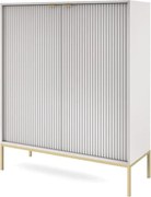 KOMODA SZARA CZARNY / ZŁOTY STELAŻ 104x125x39 cm, stalowy stelaż, NOVC