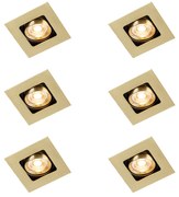 Zestaw 6 kwadratowych reflektorów wpuszczanych z regulacją, mosiądz - Artemis