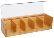 Drewniana herbaciarka, szkatułka na herbatę - 5 przegródek, bambus