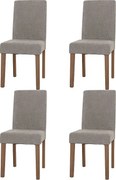 Szenilowe krzesło do jadalni Littau (zestaw 4 sztuk),  jasnoszary, nogi w kolorze naturalnym