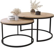 Zestaw Okrągłych Stolików 2W1 Dąb Artisan H7-R18