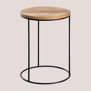 Stolik Pomocniczy Okrągły Ø30 Cm Z Drewna Mango Tannam Drewno Mango - Sklum