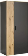 Duża szafa z drążkiem na ubrania grafit + dąb evok Z8-W91