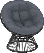 Outsunny Fotel Papasan 360° obrotowy fotel z poduszką stalowa rama fotel z rattanu wypoczynkowy szary | Aosom PL
