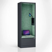 Kabina akustyczna SALLY MentalBox 600 mm – antracytowy korpus, zielone siedzisko