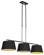 Lampa wisząca z abażurami z bawełny w kolorze czarnym i złotym 32 cm - Combi 3 Deluxe Nowoczesny Oswietlenie wewnetrzne