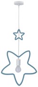 Biało-jasnoniebieska lampa wisząca z tekstylnym kloszem Single – Candellux Lighting
