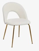 Tapicerowane Krzesło Jadalniane Glorys Goud & Chenille Biały & Borreguito - Sklum