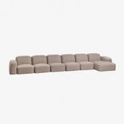 Bastian 6-częściowa Sofa Modułowa Z Leżanką Prawostronną Tkanina Mokka Brąz Bouclé - Sklum
