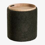 Okrągły, Tapicerowany Stolik Pomocniczy Berkeleni Z Tacą I Schowkiem, Ø40 Cm Tkanina Baranek Boucle Żółty Curri - Sklum
