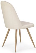 Krzesło tapicerowane ciemny krem jasny beż, eco skóra nogi dąb miodowy K214