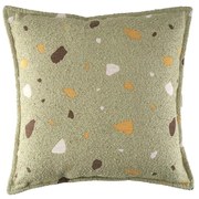 Zielona poduszka na sofę dziecięcą z materiału bouclé/z tkaniny szenilowej Terrazzo Block – Wigiwama