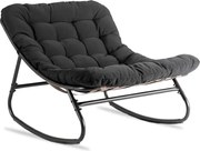 Fotel Bujany Wypoczynkowy AURORA na Płozach Czarny Nowoczesny