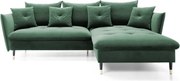 Narożnik GLAM Prawostronny z funkcją spania, zestaw z poduszkami wolnostojący tkanina RIVIERA 38 Zielony DOMO HOME