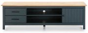 Ciemnoniebieska szafka pod TV z litego drewna sosnowego 158x47 cm Miranda – Marckeric