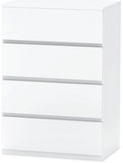 HOMCOM Komoda z 4 szufladami, biała, 55 x 33 x 80 cm, szafka biurowa z zabezpieczonymi uchwytami, do salonu i sypialni