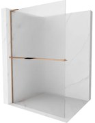 Mexen Kioto+ L ścianka prysznicowa z półką Walk-in 100 x 200 cm, prążki, różowe złoto - 800-100-123-60-09