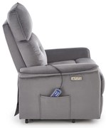 Fotel wypoczynkowy elektryczny pionizacja masaż rozkładany popiel SEMIR 2