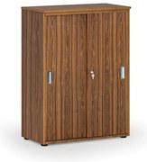 Szafa biurowa z drzwiami przesuwnymi PRIMO WOOD, 800 x 420 x 1087 mm, orzech