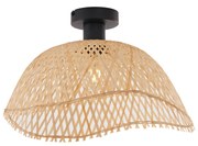 Lampa sufitowa w stylu art deco, czarna z naturalnym bambusem, 40 cm - Alka