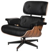 Skórzany fotel czarny, palisander - Gizja 2X