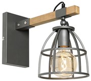 Industrialna lampa ścienna ciemnoszara z drewnem regulowana - Arthur