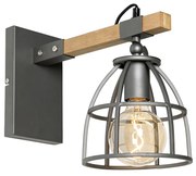 Przemysłowy Kinkiet / Lampa scienna ciemnoszary i drewno regulowany - ArthurPrzemysłowy Oswietlenie wewnetrzne